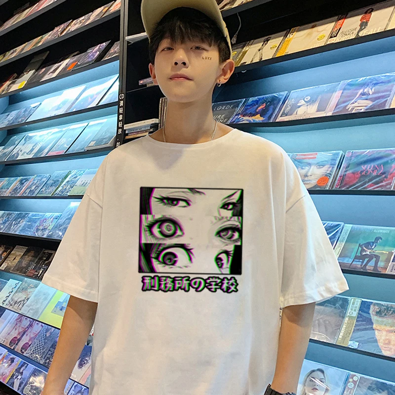 刑務所学校悲しい日本の女の子の目tシャツメンズアニメコミックロリユニセックストップスストリートウェアファッション原宿マンガメンズtシャツ Buy Tシャツ男性 男性アニメ 原宿 Product On Alibaba Com