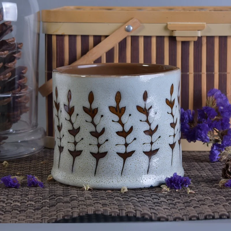 Vintage hand painting ceramic candle containers votive candle vessel home decoration in bulk