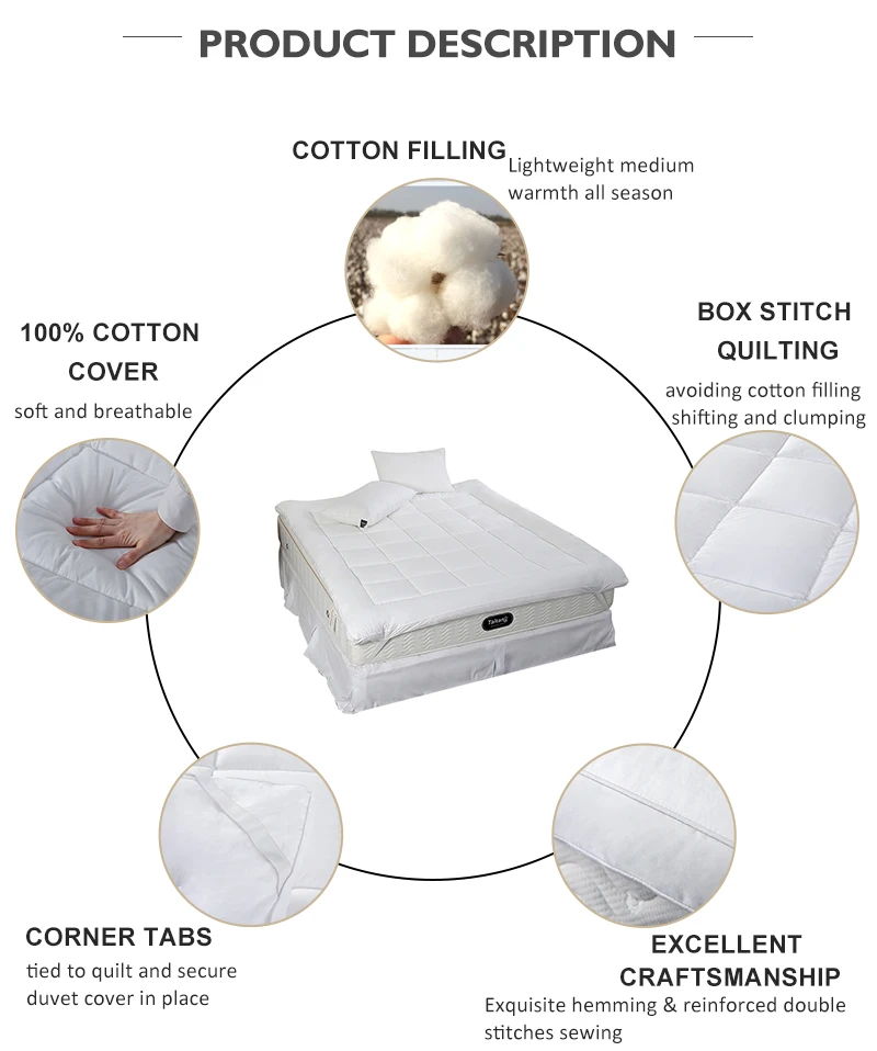 Custom 5 Star Hotel Downproof Mattress Protector Luxury Soft Queen King ...