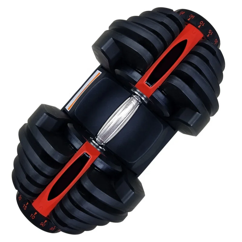

High Quality Automatically 24kg 40kg Multi-Function 3 Seconds Change The Weight Dumbbell Rubber Adjustable Dumbbell, Black/red/yellow