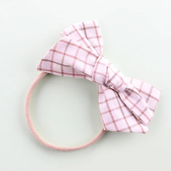 可爱的时尚棉亚麻发环,织物多色网状形状蝴蝶结头发环的婴儿