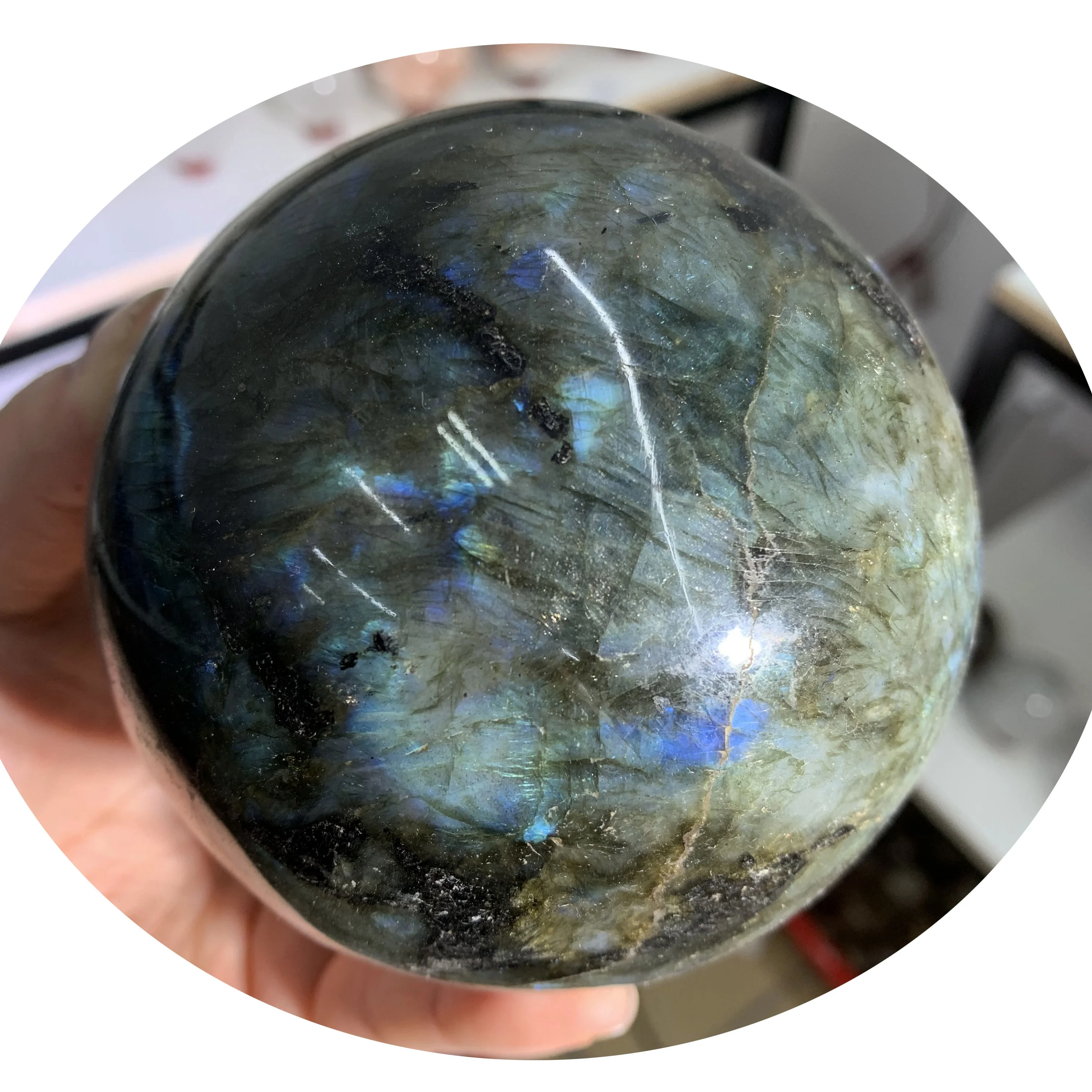 Wholesale Natural Polished Stone Crystal Ball Carving Labradorite ...