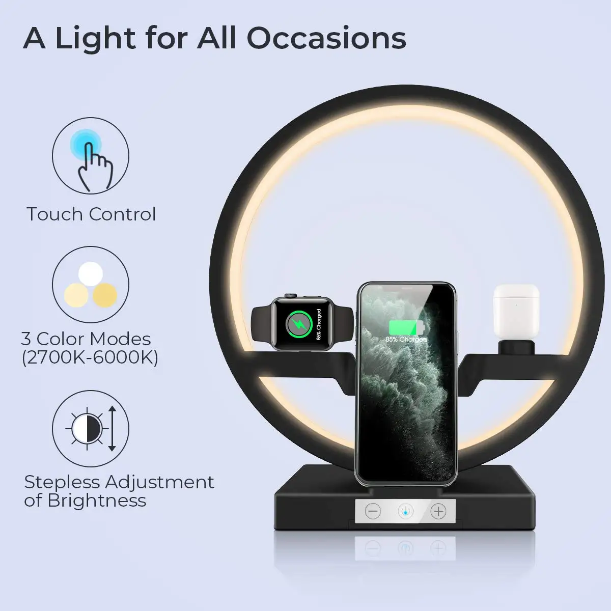 Picture of Desk Lamp 3-in-1 Wireless Charger For Iphone,Charging Dock Station ...