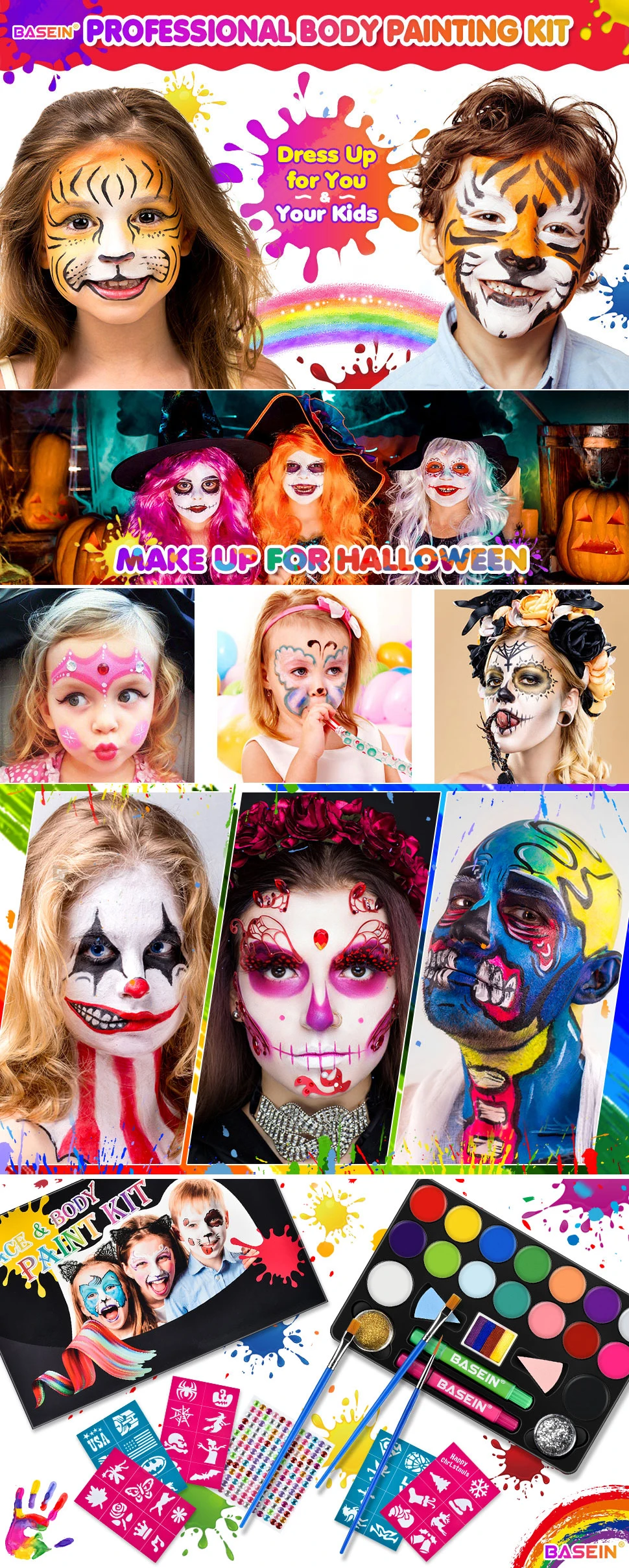 2020 Hot Selling Cheap Colorful Family Wat Prof Body Painting Halloween Makeup Items With Palette.jpg