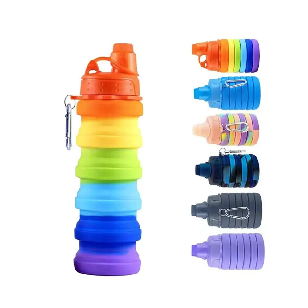 Rainbow Collapsible Sports Water Bottle For Kids,Students,Reusable Bpa