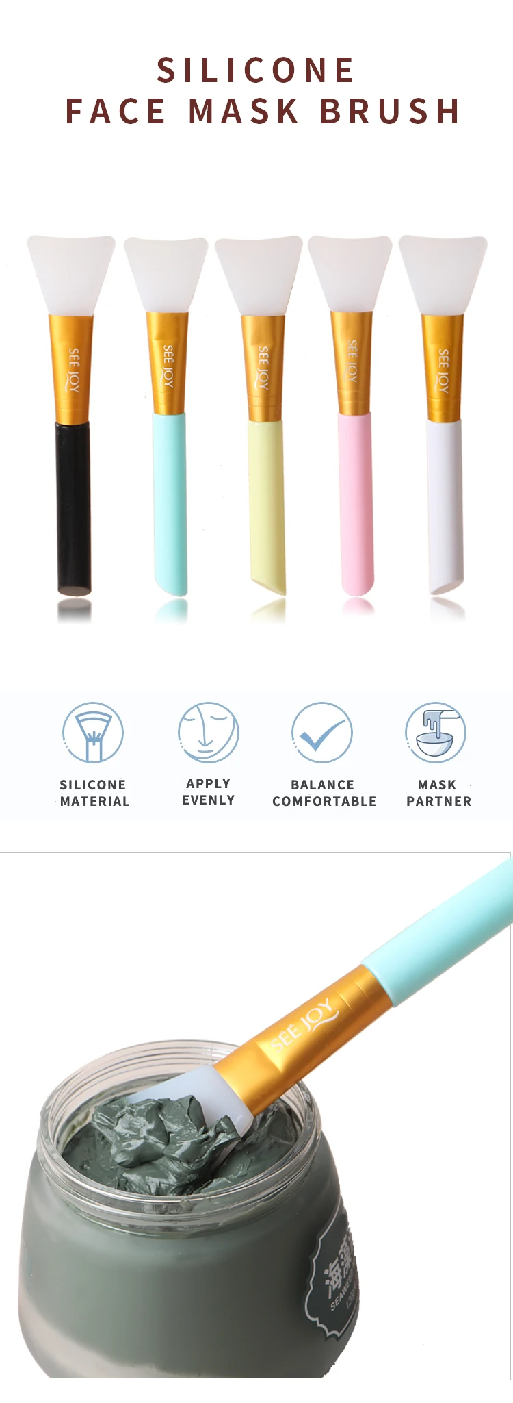 2020 Popular Face Mask Brush Wholesale Soft Silicone Facial Mash Brush