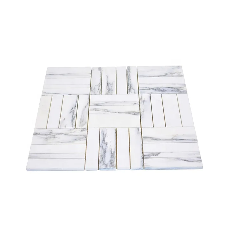 Moonight Hot Sale Thassos Mosaic Tiles for Wall Bianco Marble External Wall White Square Online Technical Support Polished 1.6kg