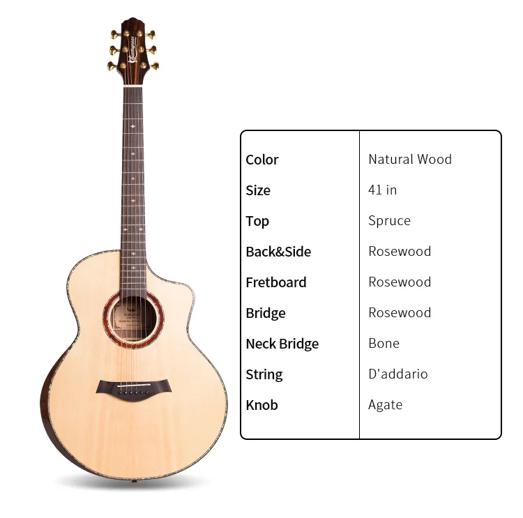 Bullfighter K5  Spruce  Wood 41 Inch Affordable OEM Acoustic Guitar Solid Top