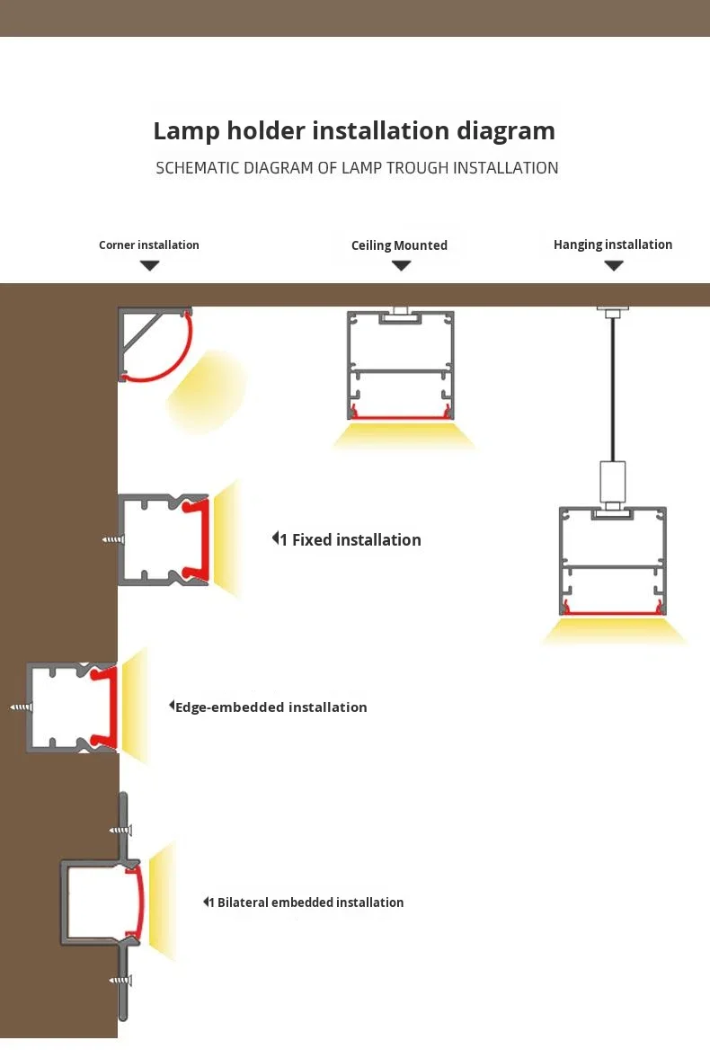 product pre embedded aluminum alloy linear light channel with light slot and line design for ceiling and billiard use 10 year warranty-6