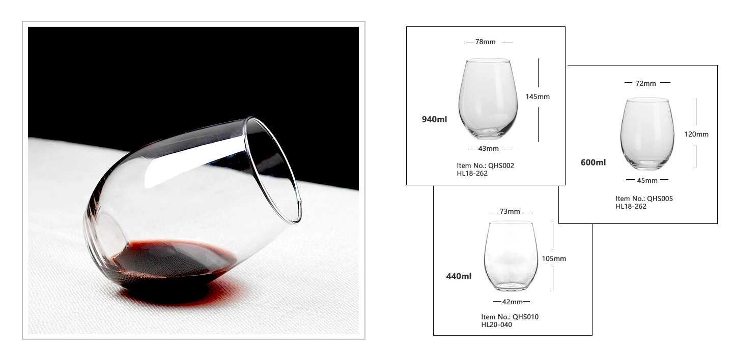 Custom Wine Glasses Stemless Unbreakable Stemless Wine Glass Set