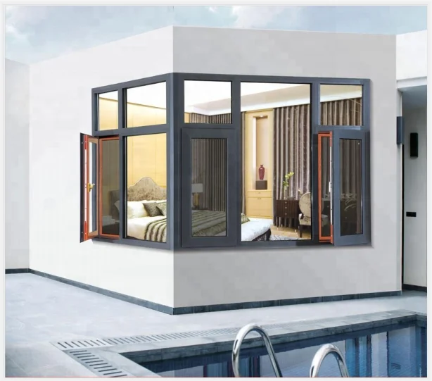 
2019 China Manufactured Aluminum Awning Window Folding double leaf window 