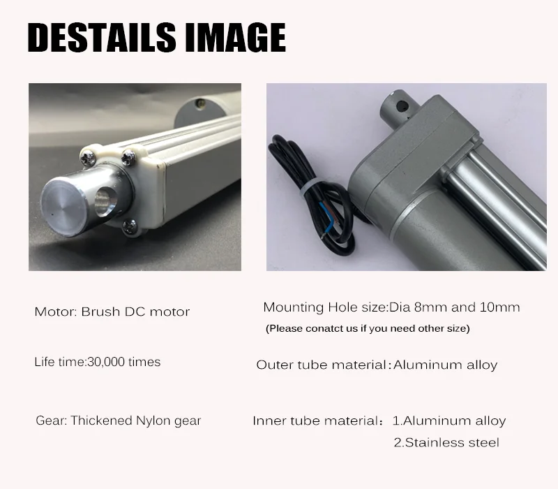 12v Directdrive Compact 300kg Load Linear Actuator 400mm 500mm Strokce