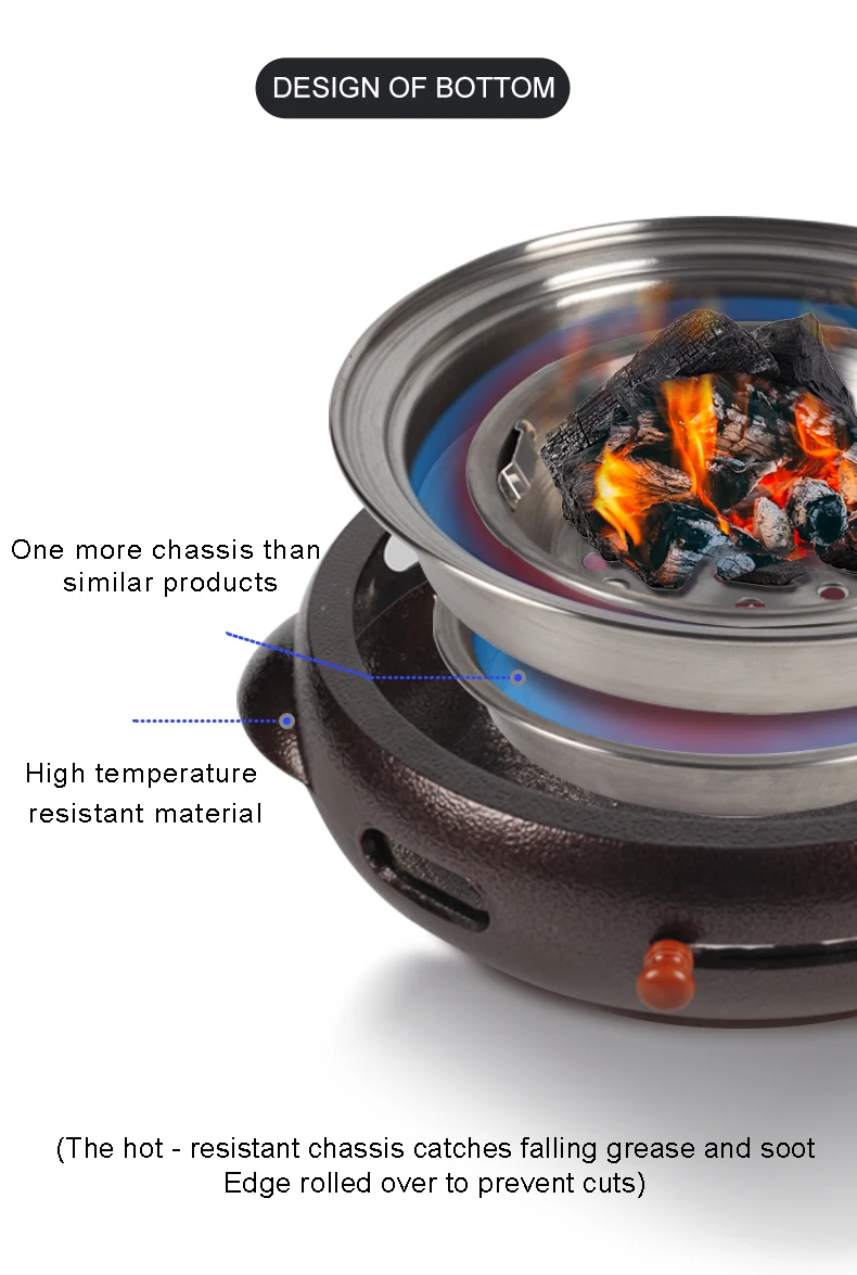 Indoor Korean Charcoal Tabletop Cast Iron Bbq Grills Charcoal Stove For