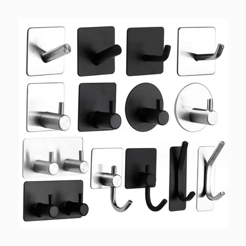 Wholesale Stainless Steel Wooden Decorative Self Adhesive Wall Clothes Coat Command Hooks For 3m