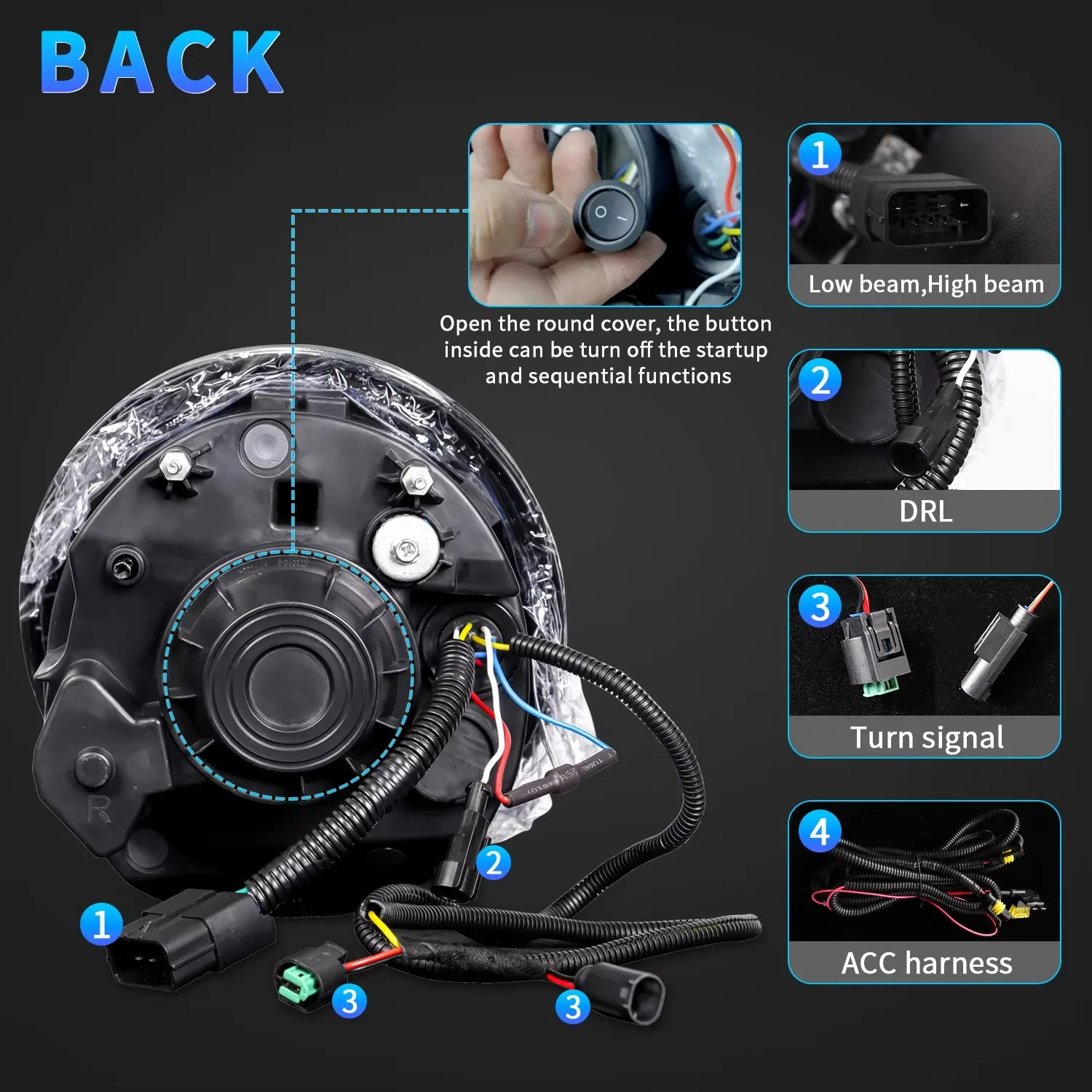 Emark Approved LED R50 JCW Headlight for 2001-2006 Mini Cooper R50 R53 12V White for BMW MINI R50 R52 R53 Front Lamp details