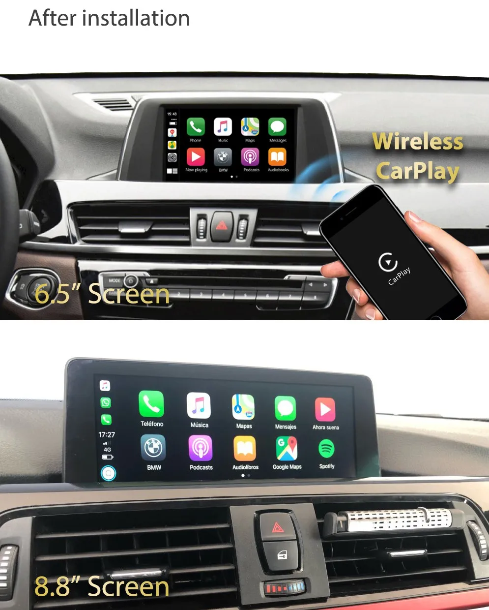 screen mirroring video sync voice control wireless carplay