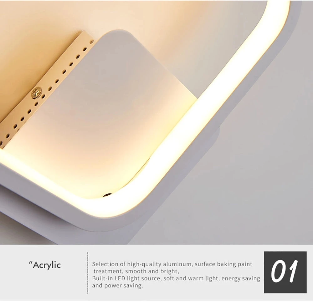 Factory supply 16w creative modern living room square led nordic wall lamp