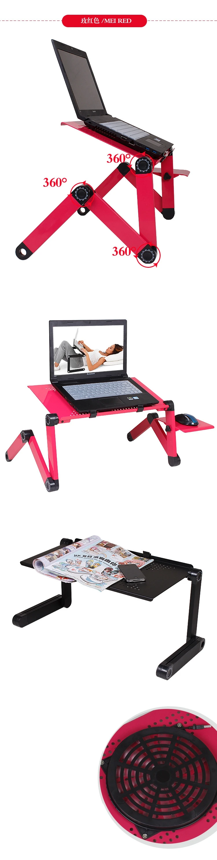 metal ergonomic adjustable computer desktop folding stand tables