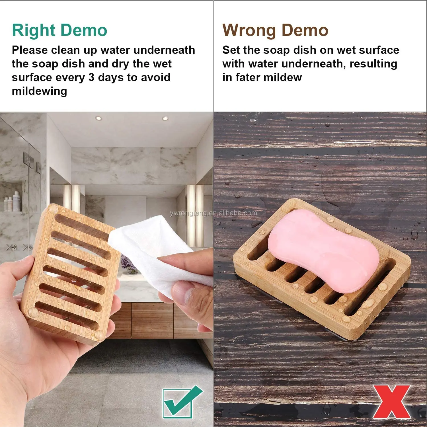 2Pcs Bamboo Soap Holder for Shower - BURIUS Wooden Soap Holder for Kitchen  Sink Dish Sponge Holder Bathroom Soap Holder - Bamboo Soap Bar Holder Soap