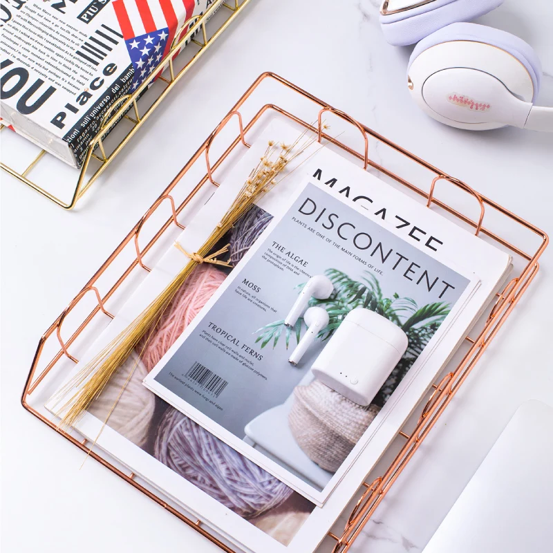 Iron Art A4 Paper Document Basket Single-Tier Rectangle Desktop Storage ...