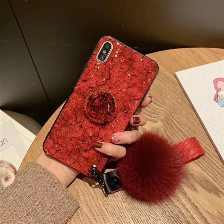 Crackle Diamonds Hair Ball Wrist Strap Cell Phone Case For Iphone Xs Max Bling Luxury Fashion Mobile Phone Cover For Iphone X Buy Crackle Cell Phone Case For Iphone 11 Wrist Strap