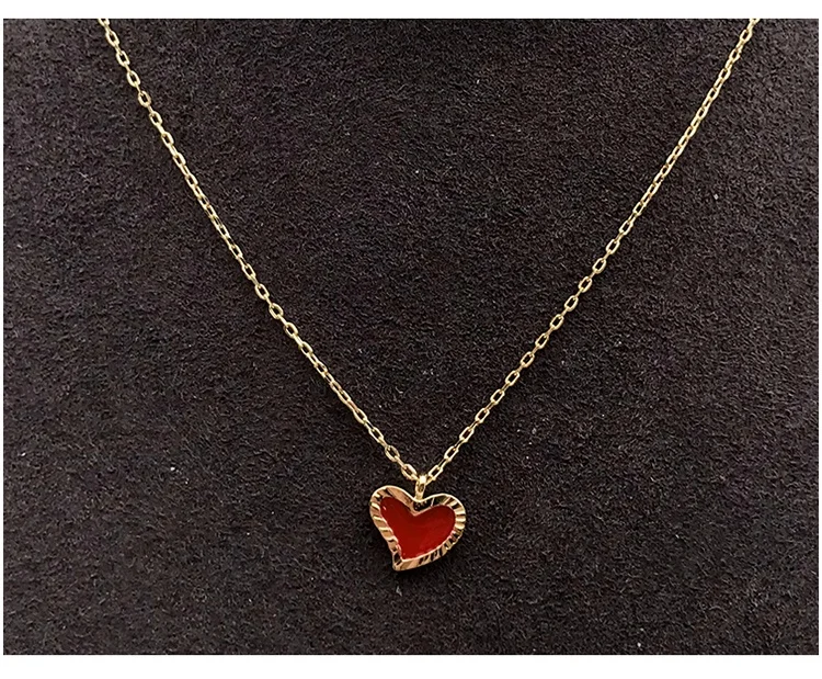 Exquisite Engraved Heart Design Silver Pure Gold 24K Necklace