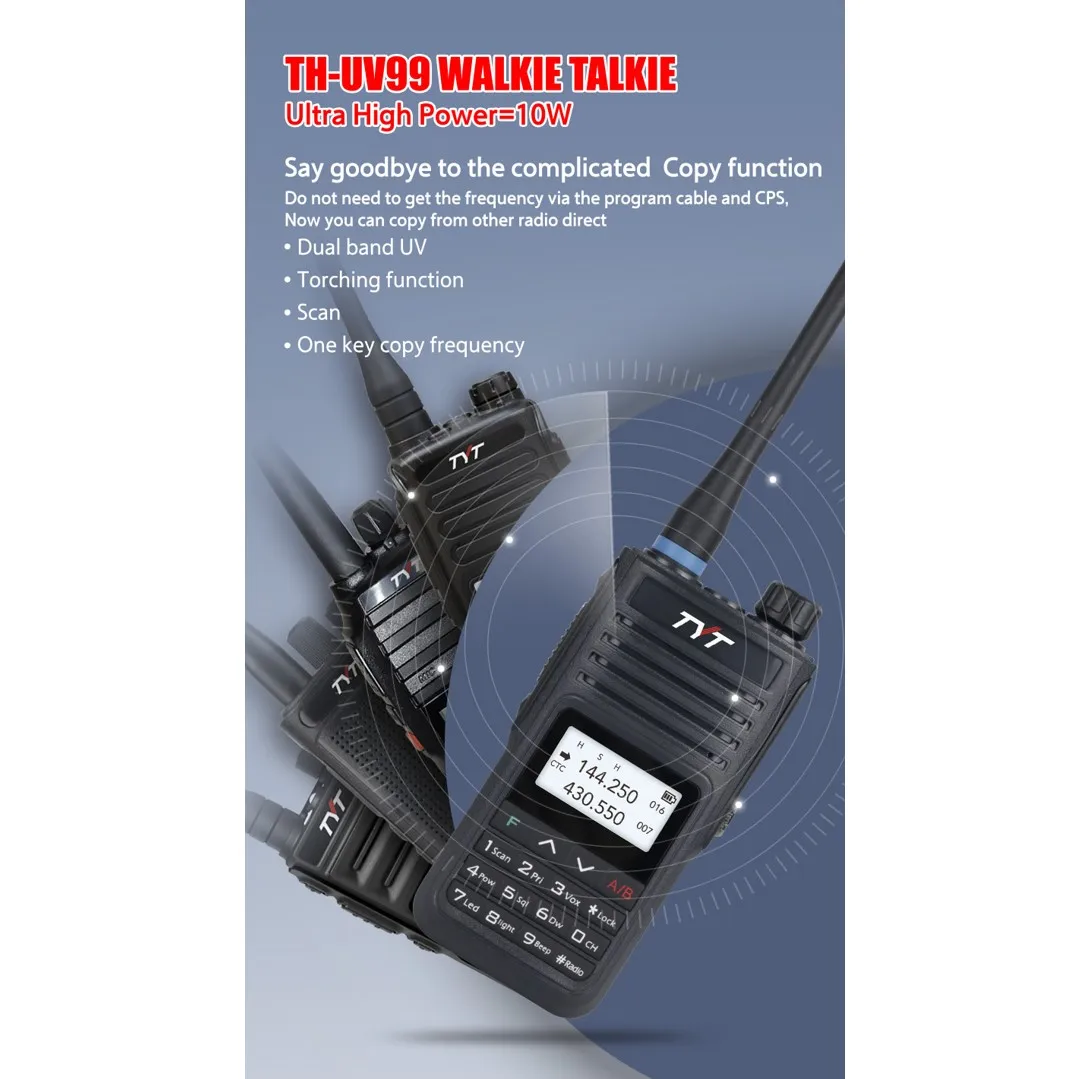 Tyt Th-uv99 Tahan Air Ip67 Dual Band 10w Walkie Talkie 200 Saluran ...