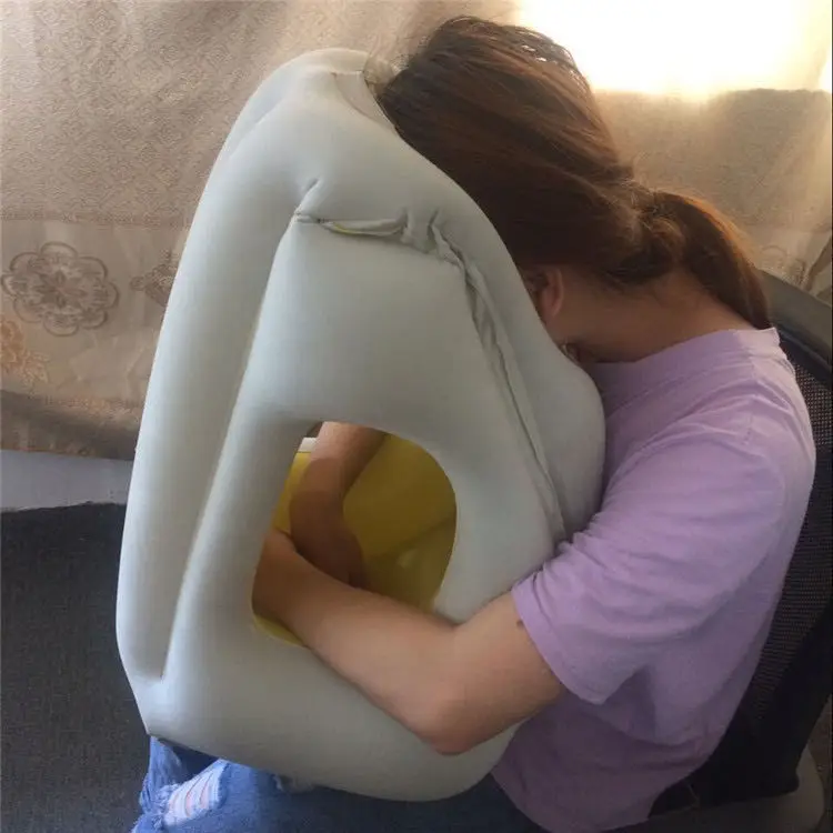 Air Goods High Quality Flocking Inflatable Flight Travelling Head Rest Pillow