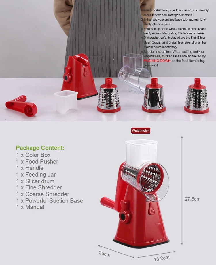 Multifunctional Hand Made 3 Blades Vegetable Food Chopper Slicer / Slicing