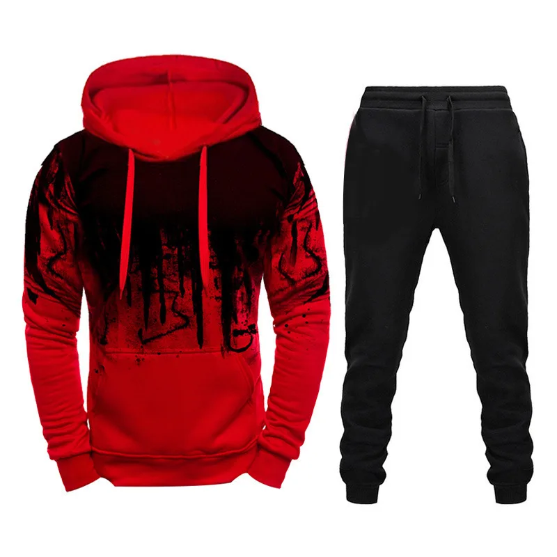 Men's Sets Hoodies+Pants Autumn Winter Hooded Sweatshirt