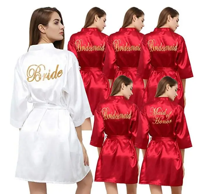 Custom Silk Satin Kimono Pajamas Gilding Bride Bridesmaid Robe Buy