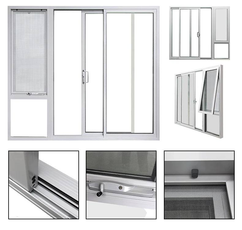 NFRC AS 2047 standard buy online white double aluminium sliding glass doors with windows