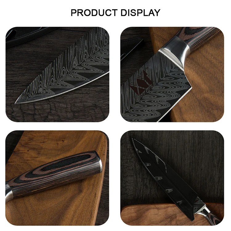 Free Shipping 6pcs Kitchen Knife Set Pakka Wood Handle1.4116 German