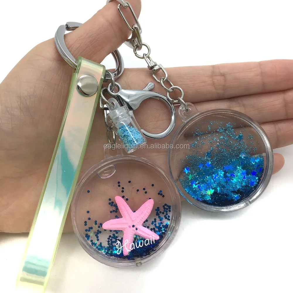 Resin Keychain With Small Underwater World, Letter With Glitter Effect,  Small Fish and Pendant to Choose From 