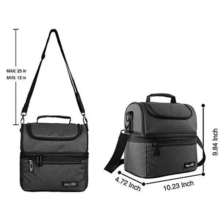 Free Sample Lunch Box Insulated Lunch Bag Large Cooler Tote Bag For Adult,Men,Women Double Deck