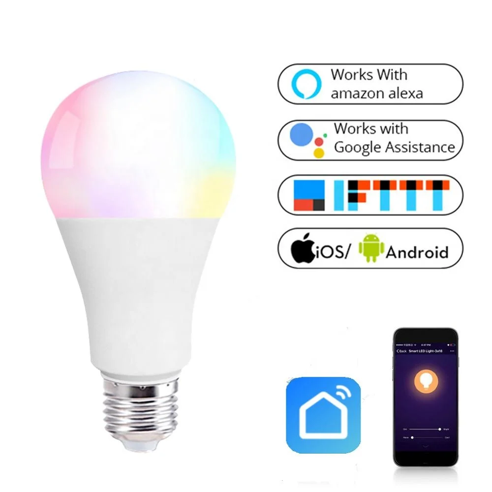 Wifi Smart Led Bulb Compatible with Alexa Google A19 9W Smart Led Light Bulb