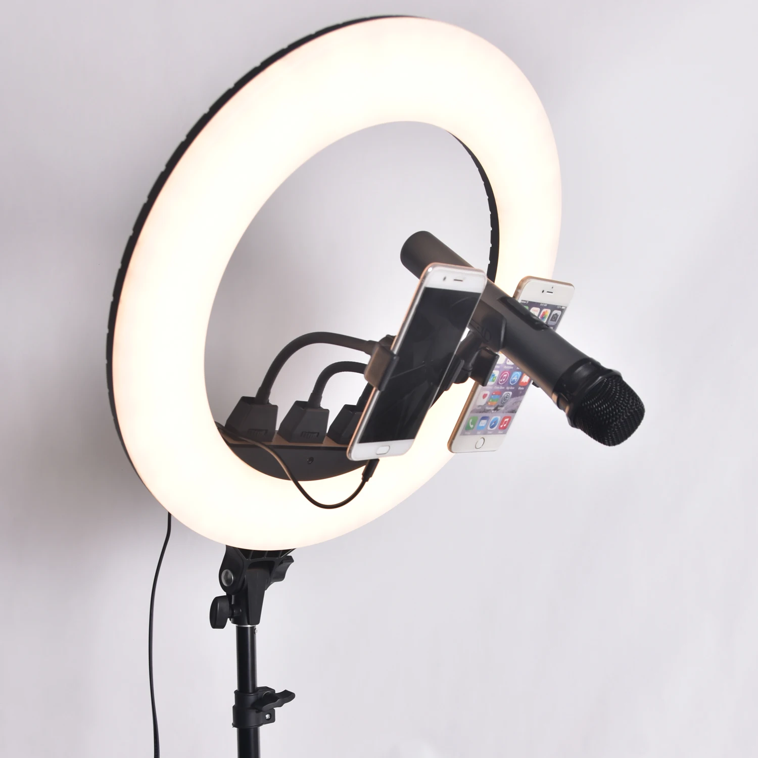 ZB-F348 18 inch Ring Light LED Video Light Makeup Lamp with Tripod Stand and three mobile clamp
