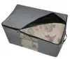 Large Capacity Clothes Storage Bag Organizer for Comforters, Blankets, Bedding, Foldable with Sturdy Zipper, Clear Window, Grey