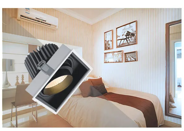 2020 New Design Rectangle Rotation Indoor grille light spotlight for hotel lights