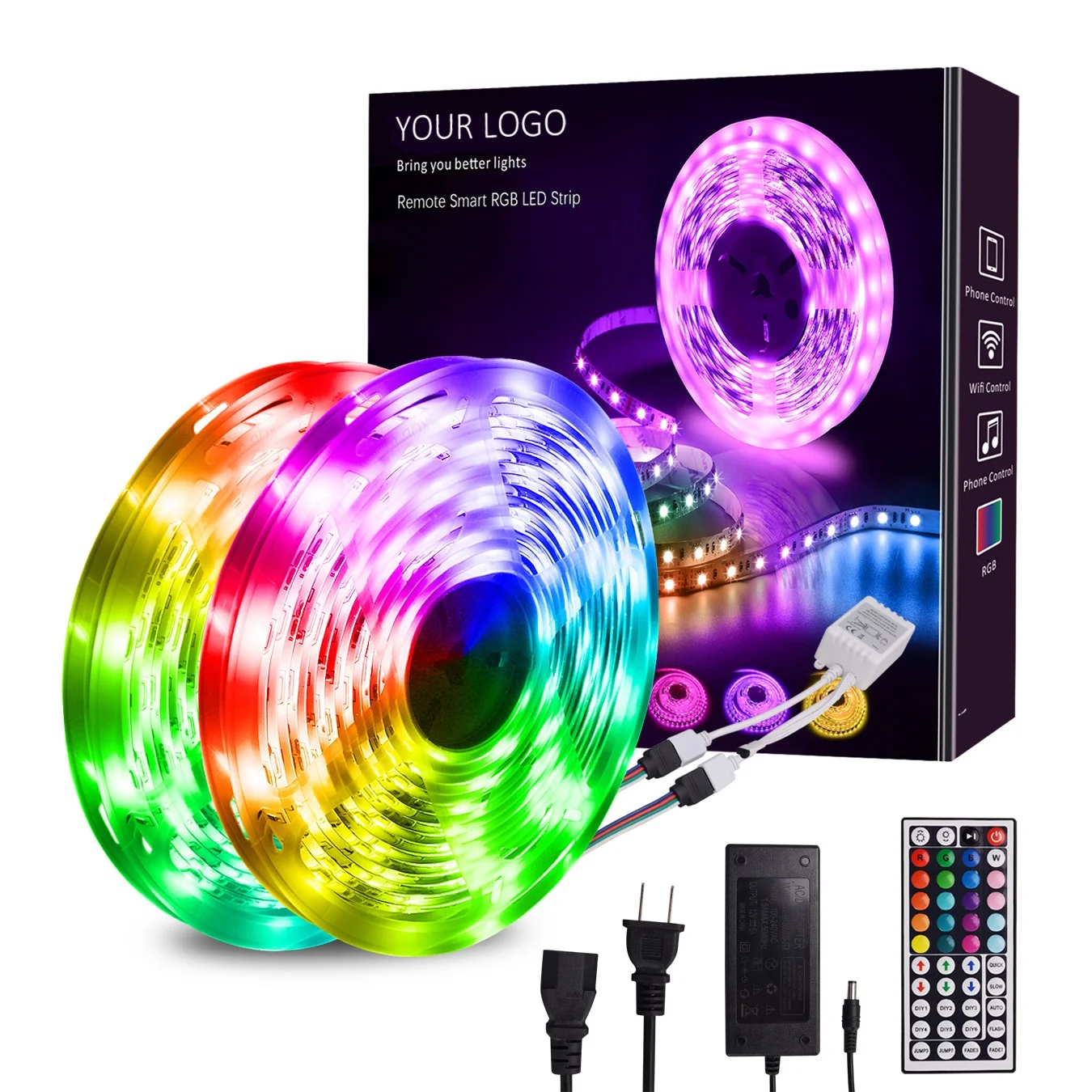 32.4ft 10M Amazon Ebay Hot Sale 2835 SMD RGB 300LEDs LED Lights Strip 44Key IR Remote Controller room LED Light kit
