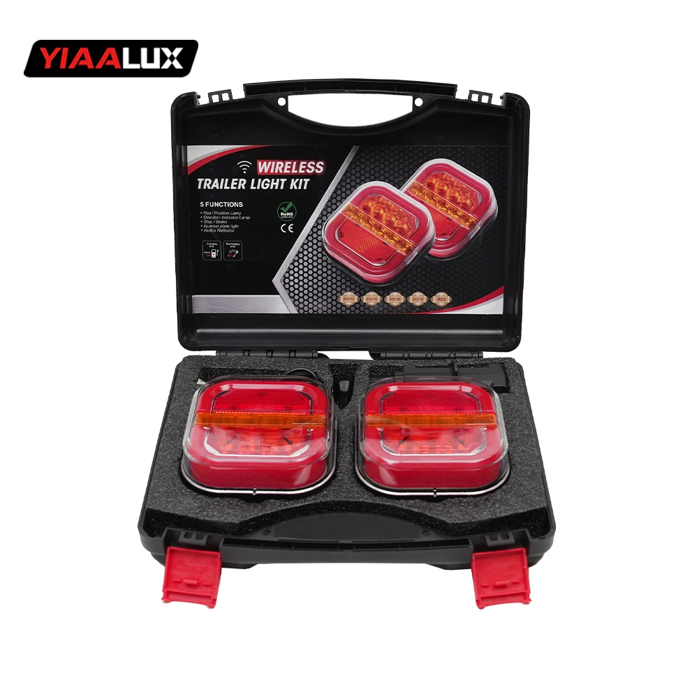 26led Square Rechargeable Truck Trailer Tail Lights Kit With Plug US 12V 24V Magnetic Rear Stop Signal Lamp for Truck Van supplier