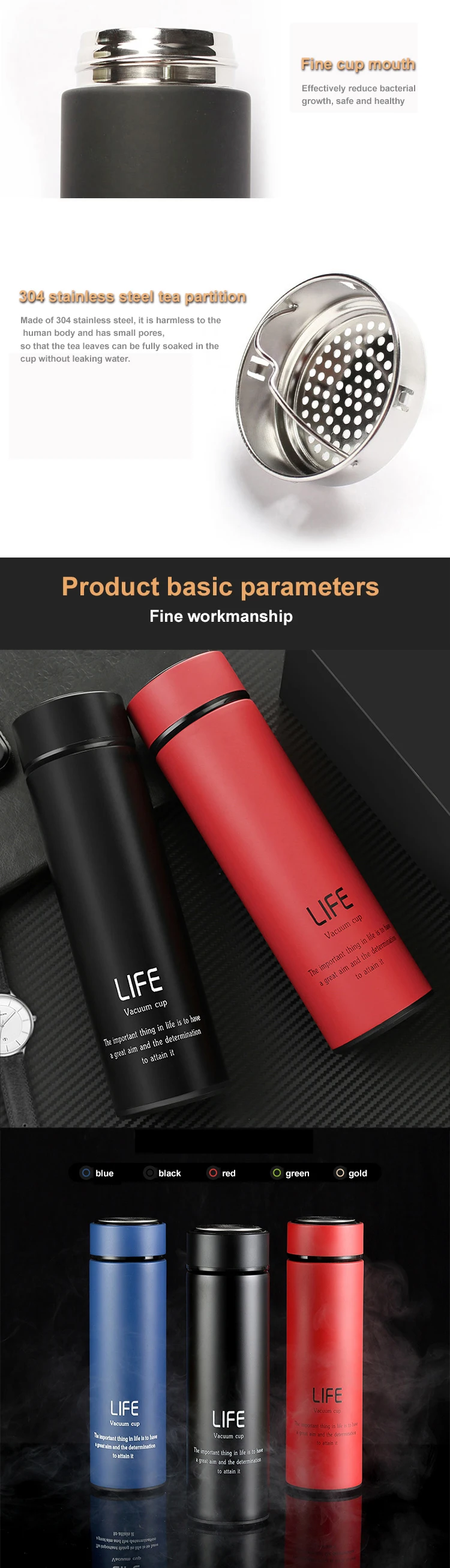 Good selling black stainless steel coffee cup sus304 straight 500ml 17oz OEM customization wholesale gift 14831