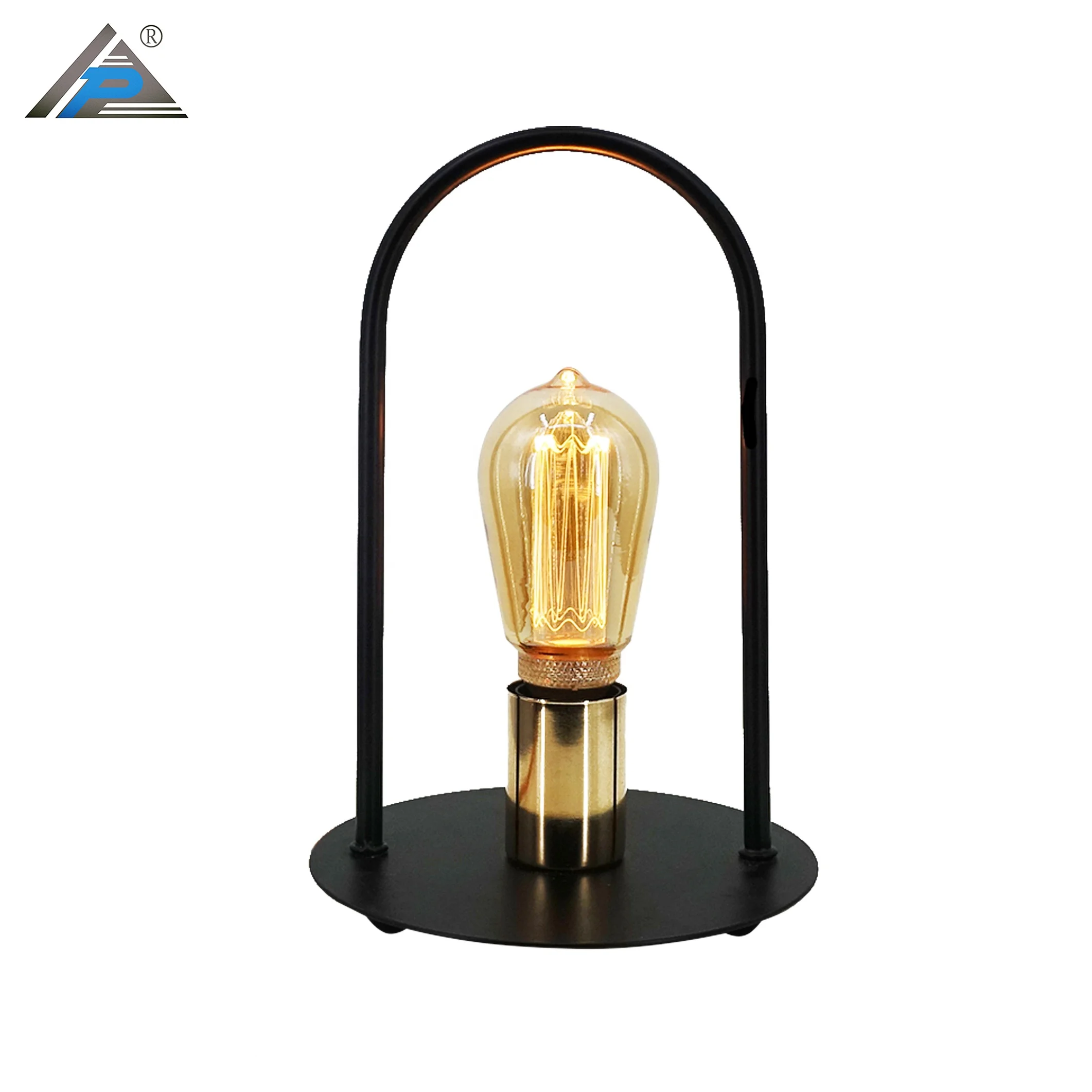 Metal Hoop Table Lamp without Glass Globe bulb
