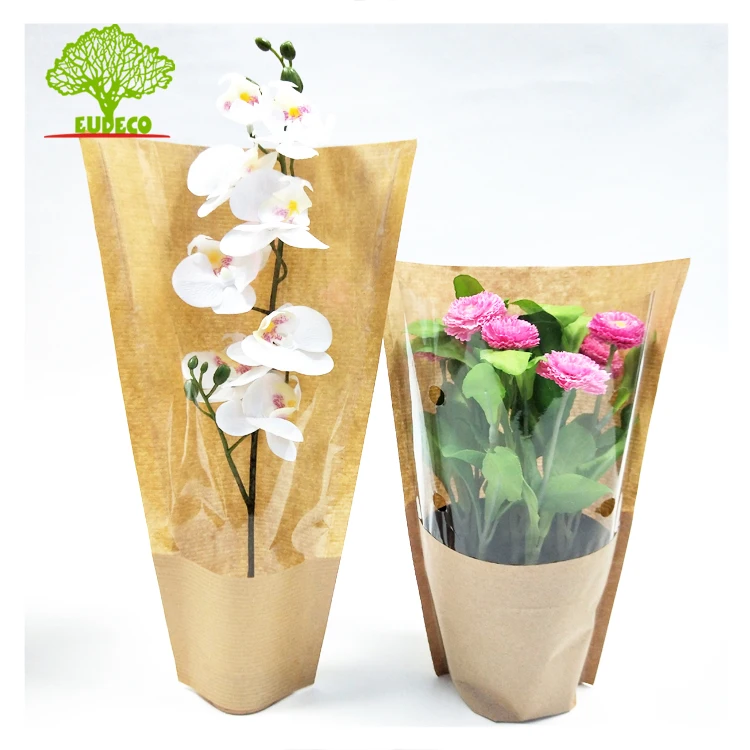 Plant Sleeves Packaging Clear Floral Transparent Plastic Bopp Flower