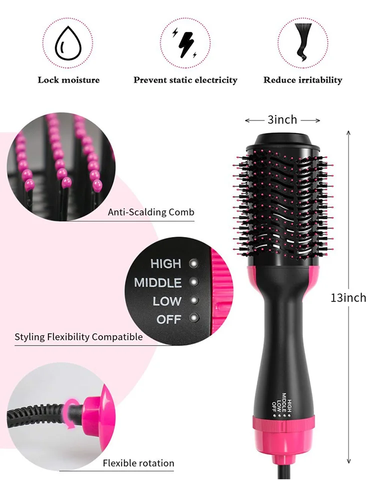 Hot Style Hair Dryer And Volumizer Brush,Hair Dryer Brush Styling Hot Air Brush For Salon