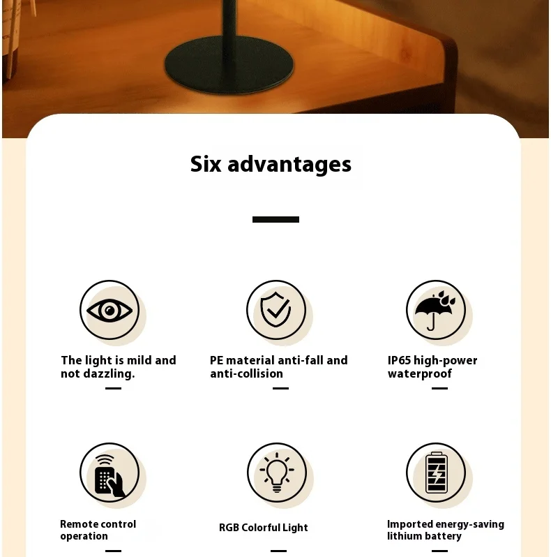 outdoor waterproof adjustable height solar table lamp755-1