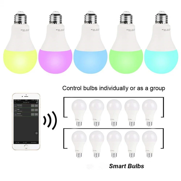 Tuya app Google assistant Alexa 7w wifi rgb e26 e27 b22 dimmable lights raw material wifi led smart bulb tuya smart led bulb