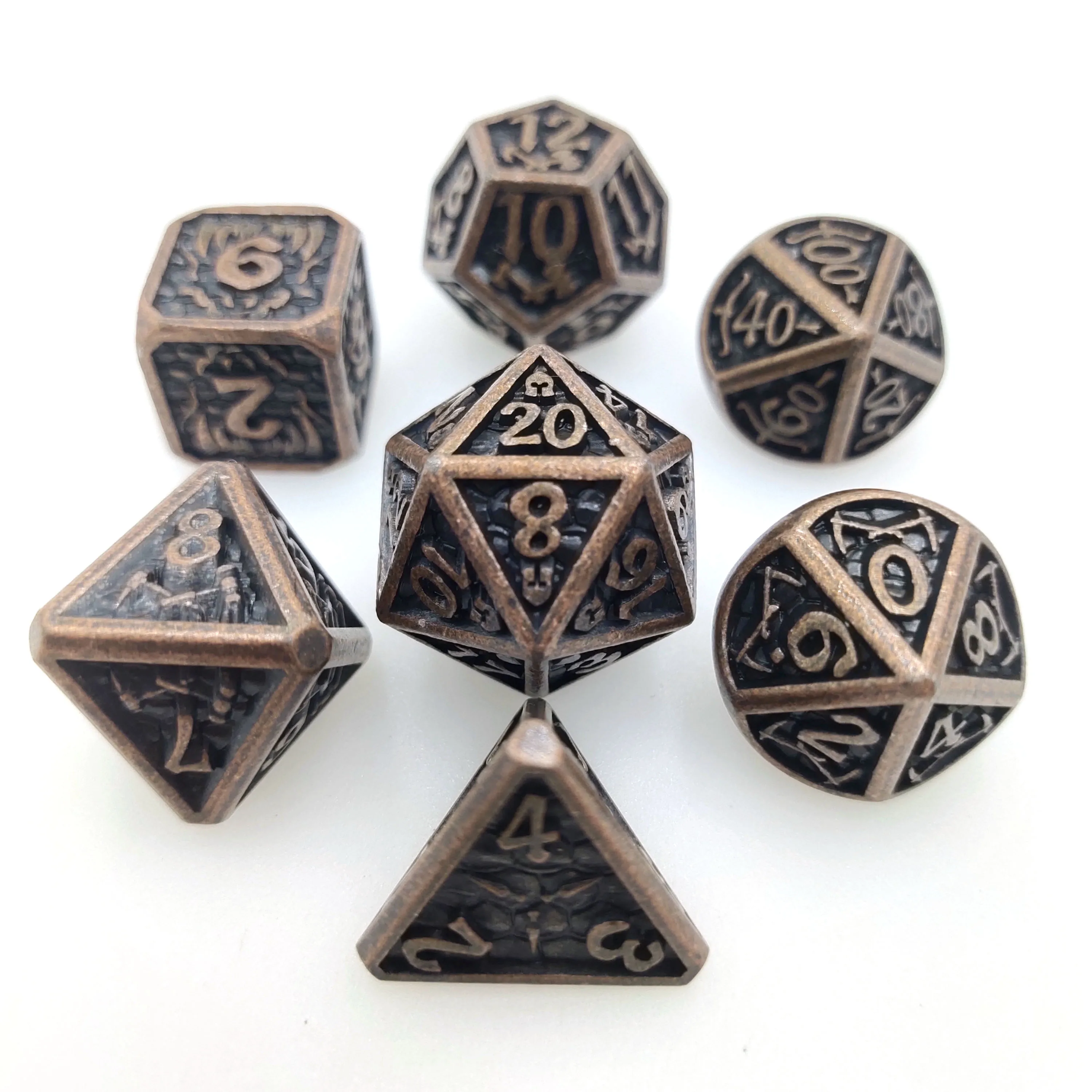 7 Pcs Custom Red Dnd Metal Dice Game Dice Set Bulk Wholesale Colorful