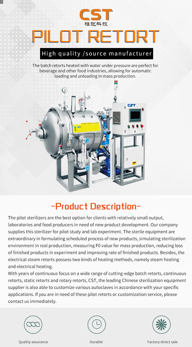 Cst Pouch /small Pilot Retort Machine Hpp Machine For Lab Developing
