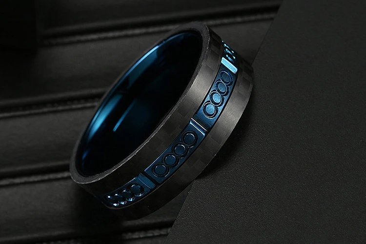 热卖男孩风格8毫米不锈钢戒指带男士戒指与cz